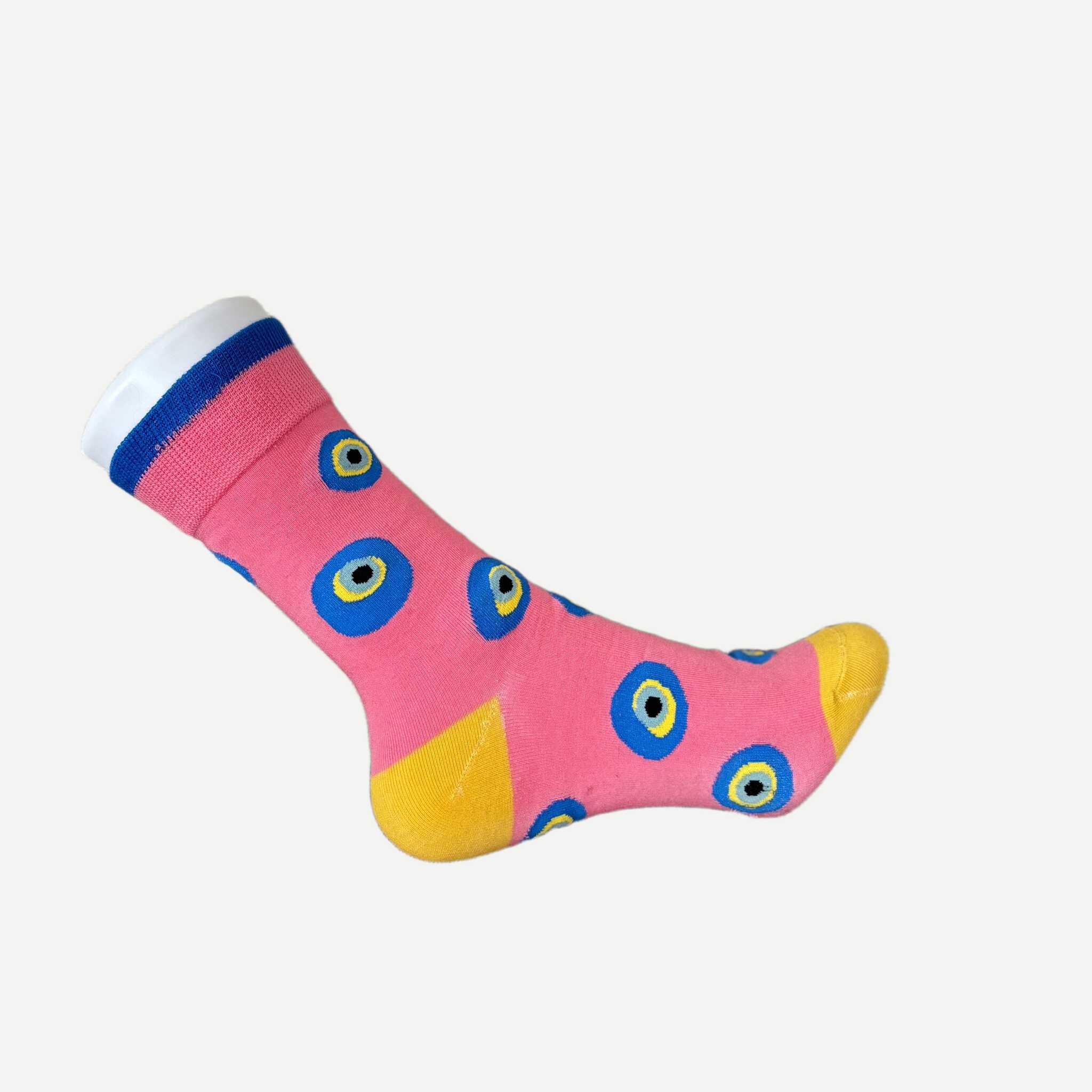 chaussettes-motif-fun-oeil-rose-3 Chaussettes Yanoir Motifs Fun Oeil Couleur Rose 3
