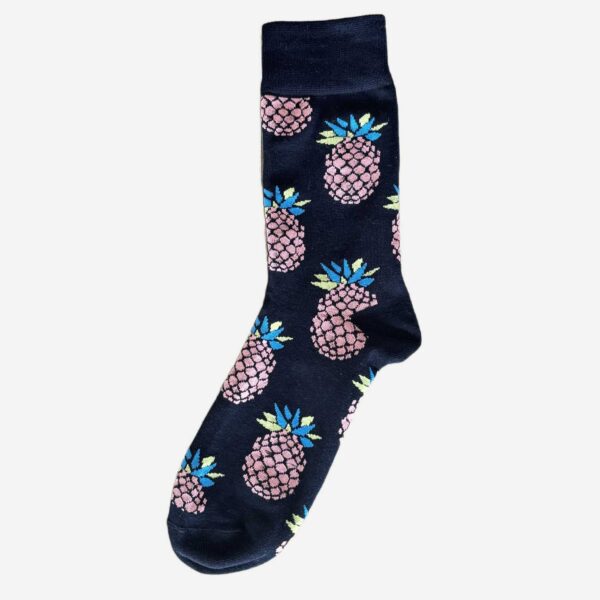 Chaussettes Yanoir Motif Ananas Couleur Bleu Marine 1