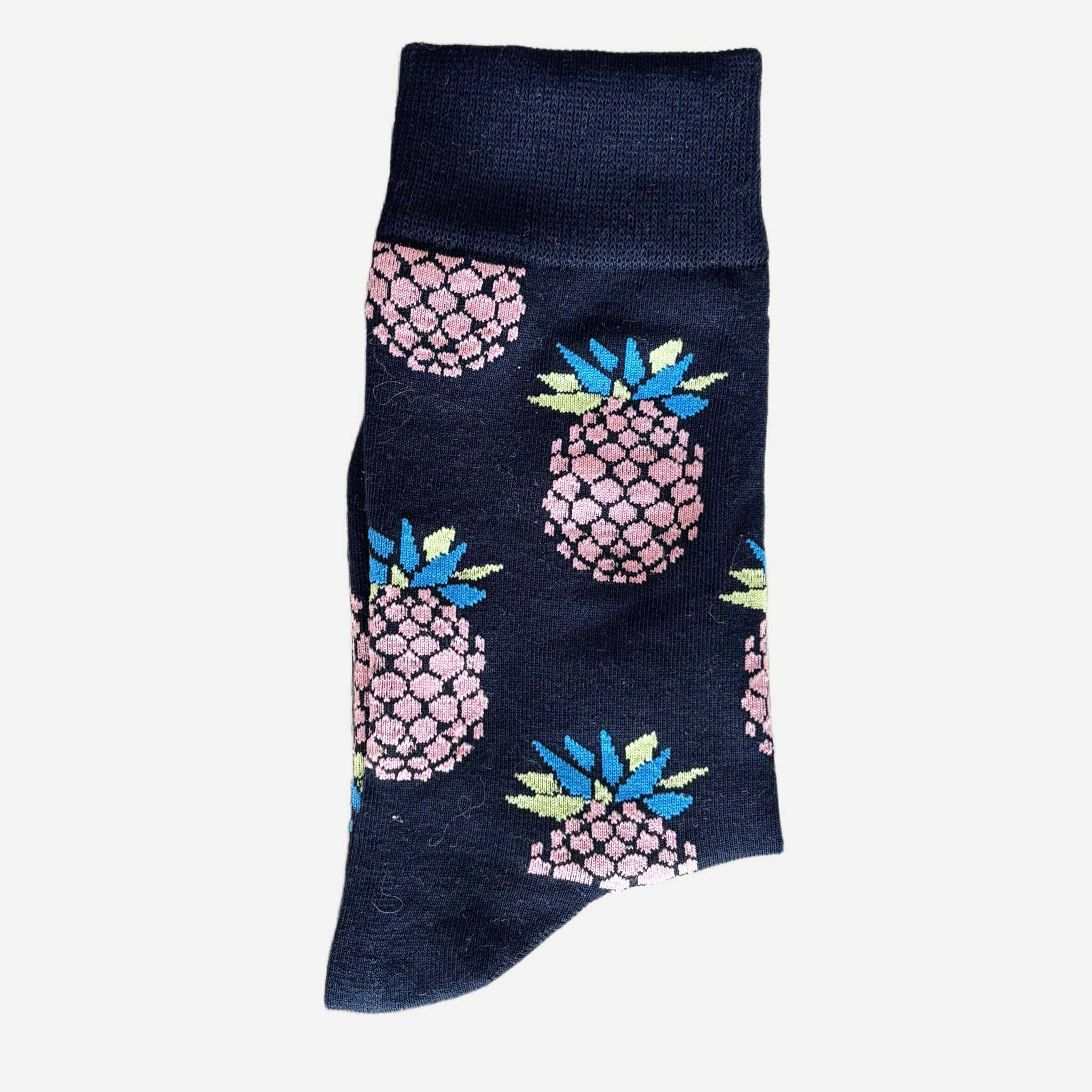 Chaussettes Yanoir Motif Ananas Couleur Bleu Marine 2