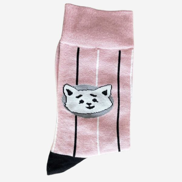 Chaussettes Yanoir Motif Chat Tete Couleur Rose 2