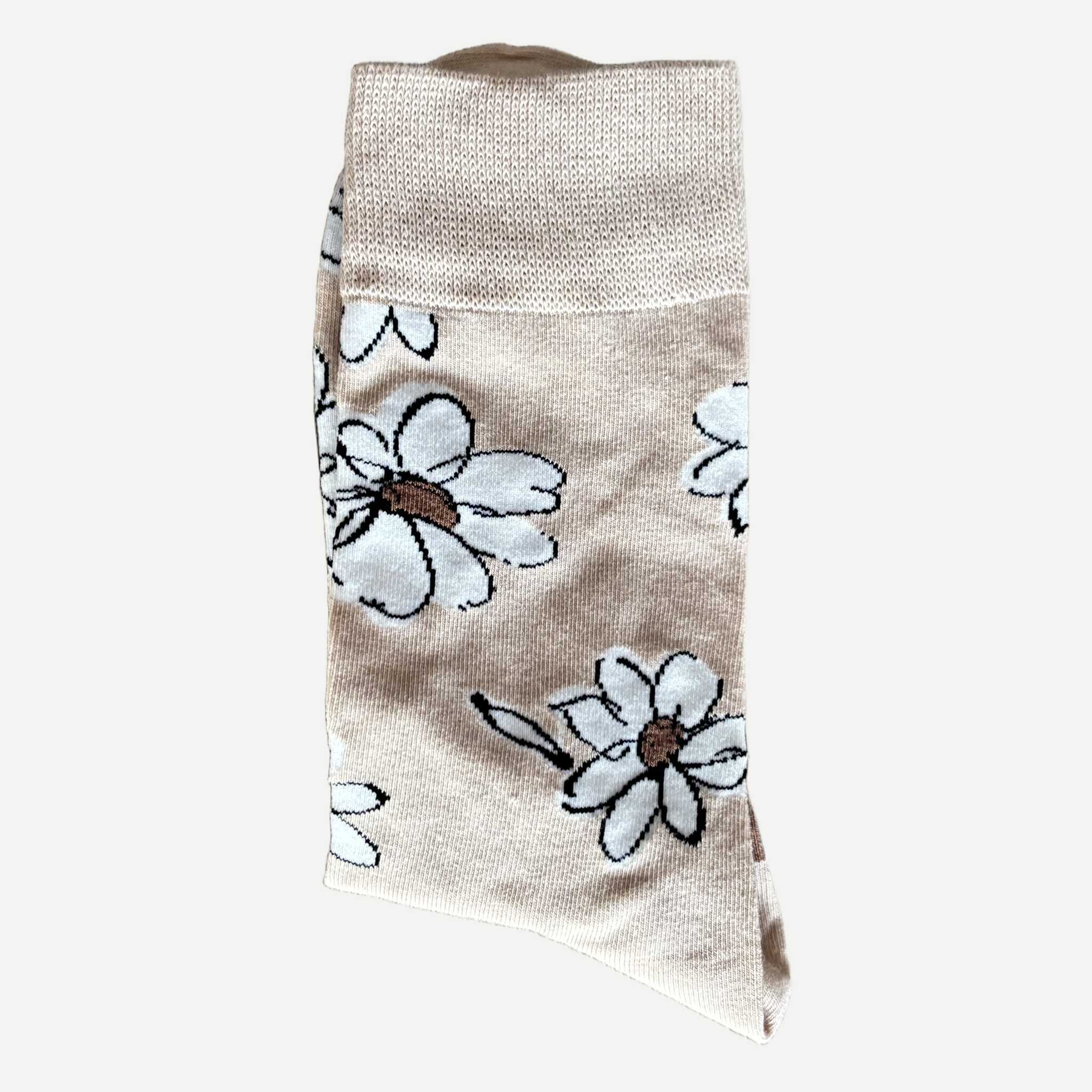 chaussettes-yanoir-motif-fleur-marguerite-beige-2 Chaussettes Yanoir Marguerite Fleur Couleur Beige 2