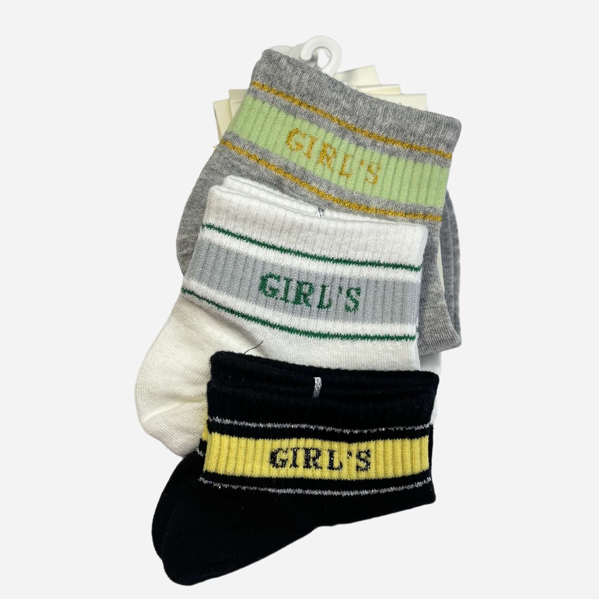 Socquettes Femmes Girl's Couleur noir, gris et blanc 1