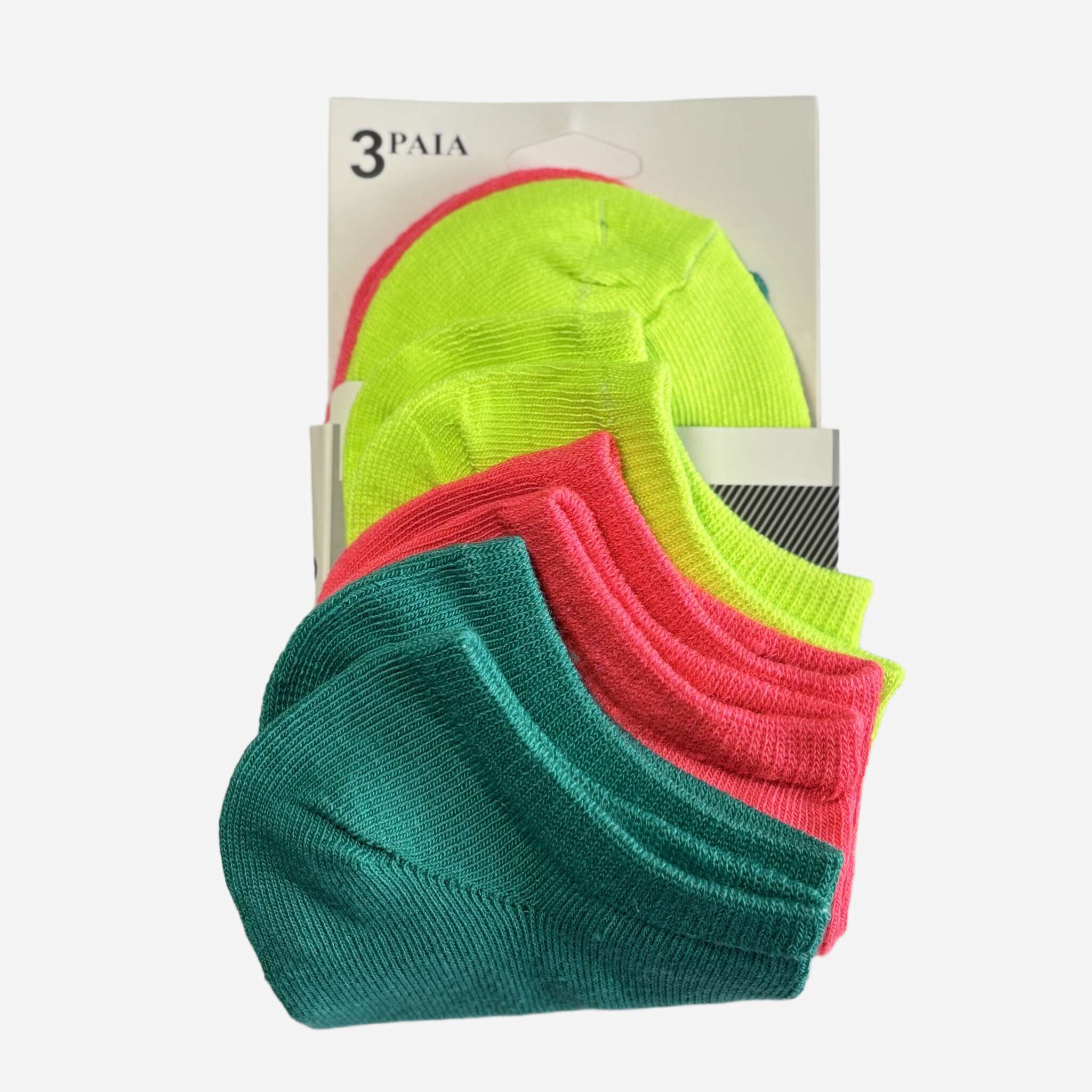Socquettes Femme Fluo Couleur rose, vert et jaune 1