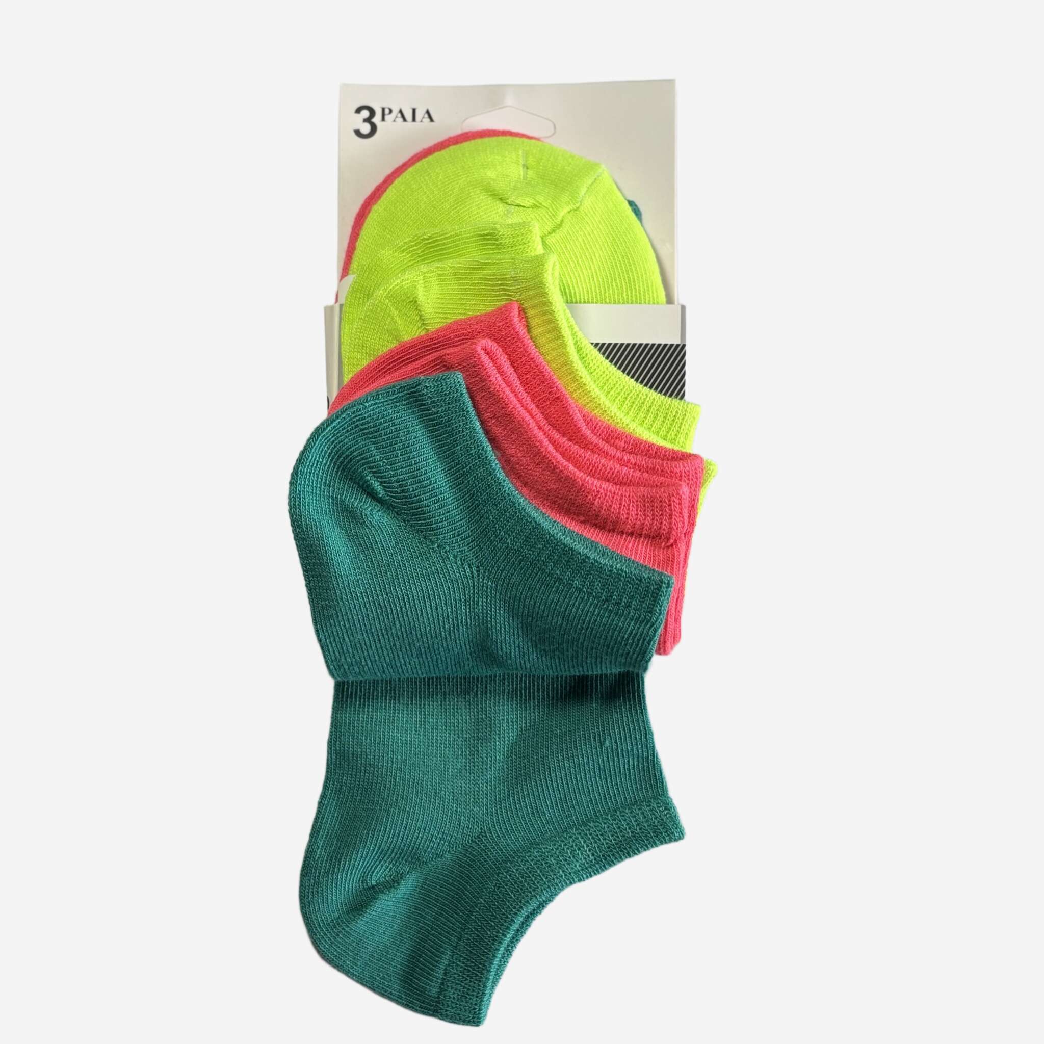Socquettes Femme Fluo Couleur rose, vert et jaune 2