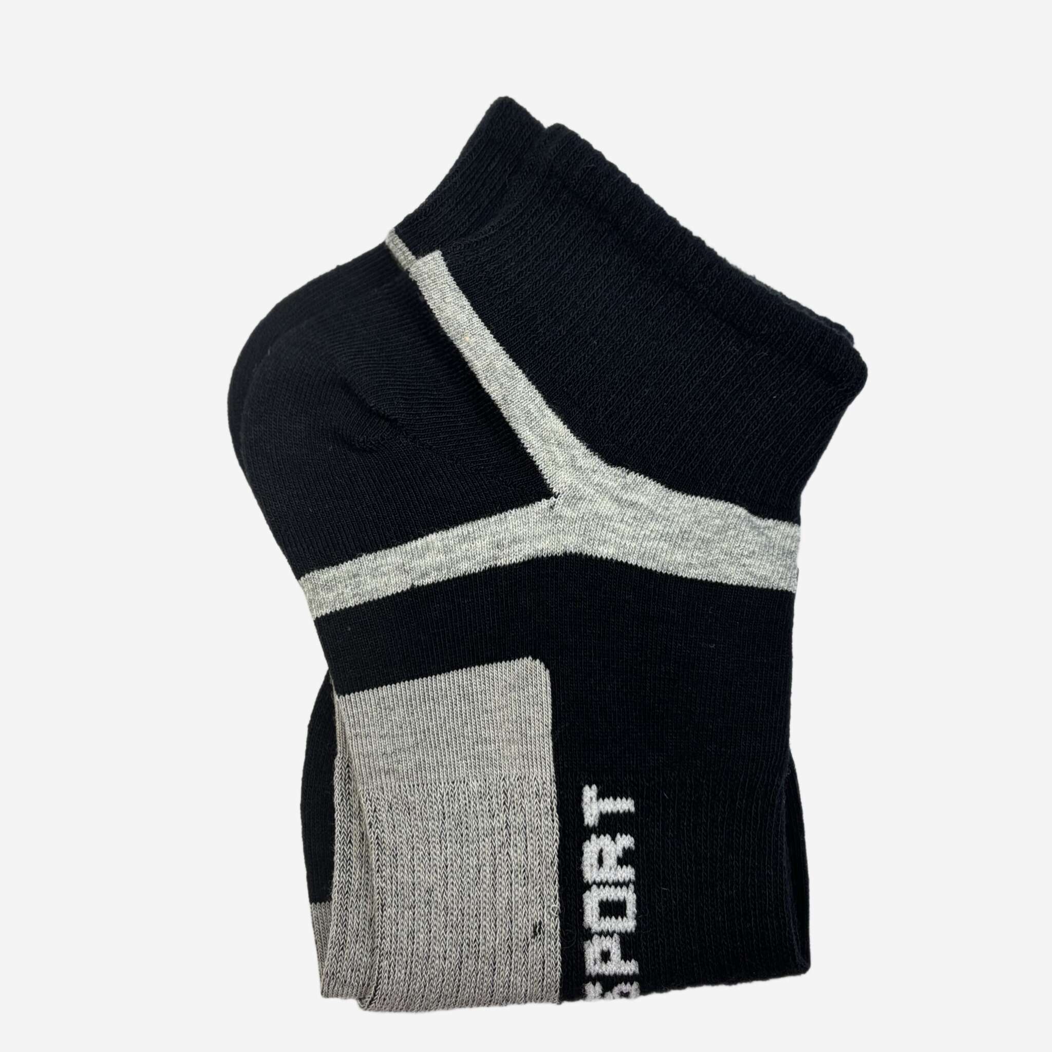 Socquettes Hommes Sport Couleur noir et gris 1